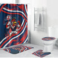 Roosters Rugby Mascot Bathroom Set Fierce Athlete Graphic in Sports Style
