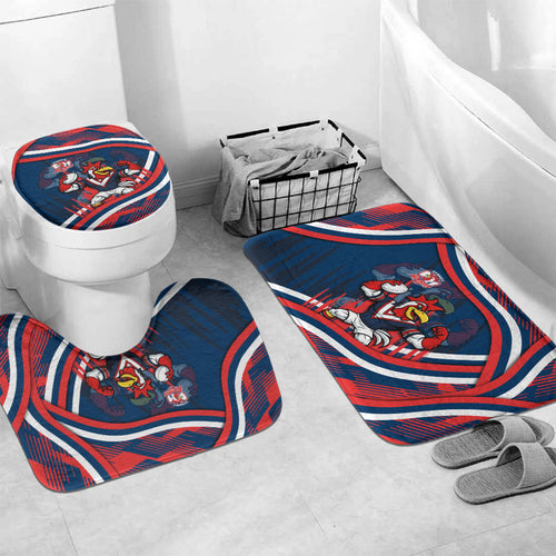Roosters Rugby Mascot Bathroom Set Fierce Athlete Graphic in Sports Style