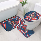 Roosters Rugby Mascot Bathroom Set Fierce Athlete Graphic in Sports Style