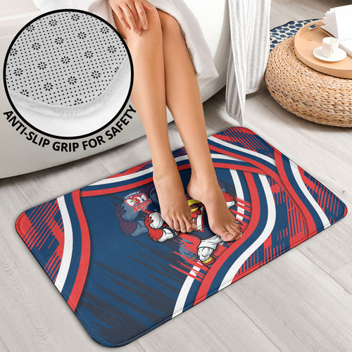 Roosters Rugby Mascot Bathroom Set Fierce Athlete Graphic in Sports Style