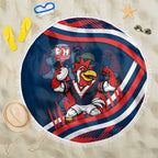 Roosters Rugby Mascot Beach Blanket Fierce Athlete Graphic in Sports Style