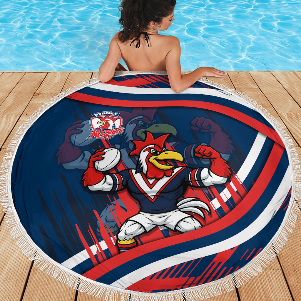 Roosters Rugby Mascot Beach Blanket Fierce Athlete Graphic in Sports Style