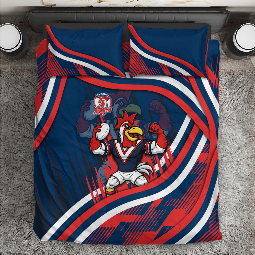 Roosters Rugby Mascot Bedding Set Fierce Athlete Graphic in Sports Style