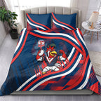 Roosters Rugby Mascot Bedding Set Fierce Athlete Graphic in Sports Style