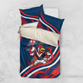 Roosters Rugby Mascot Bedding Set Fierce Athlete Graphic in Sports Style