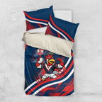 Roosters Rugby Mascot Bedding Set Fierce Athlete Graphic in Sports Style