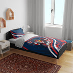 Roosters Rugby Mascot Bedding Set Fierce Athlete Graphic in Sports Style