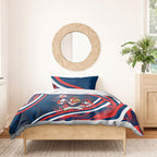 Roosters Rugby Mascot Bedding Set Fierce Athlete Graphic in Sports Style