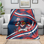 Roosters Rugby Mascot Blanket Fierce Athlete Graphic in Sports Style