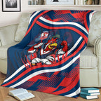Roosters Rugby Mascot Blanket Fierce Athlete Graphic in Sports Style