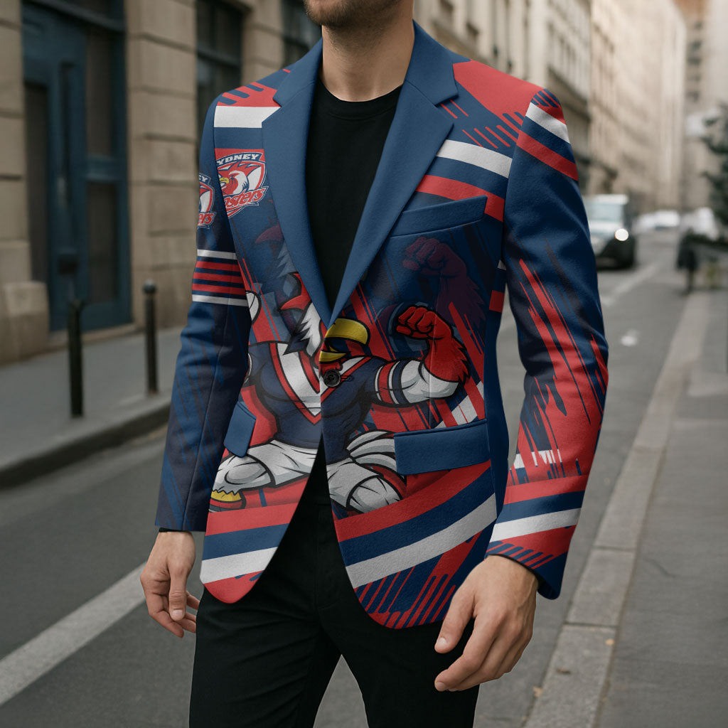 Roosters Rugby Mascot Blazer Fierce Athlete Graphic in Sports Style