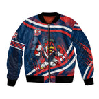 Roosters Rugby Mascot Bomber Jacket Fierce Athlete Graphic in Sports Style