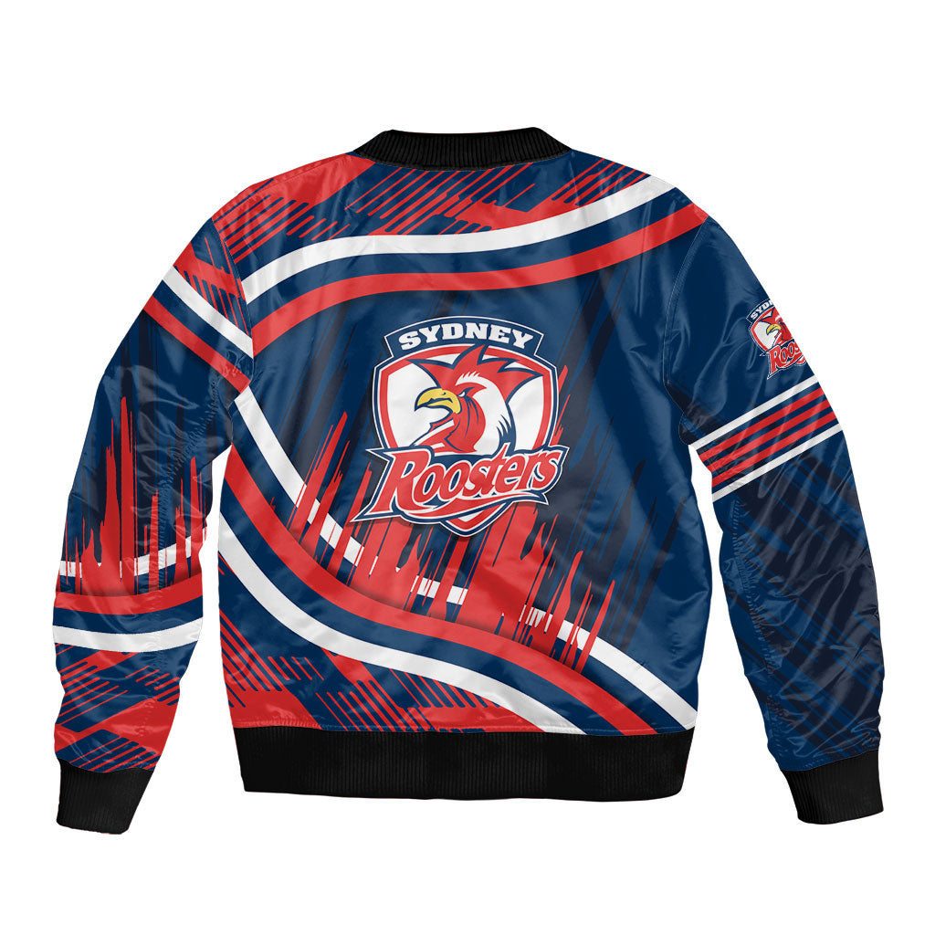 Roosters Rugby Mascot Bomber Jacket Fierce Athlete Graphic in Sports Style