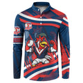 Roosters Rugby Mascot Button Sweatshirt Fierce Athlete Graphic in Sports Style