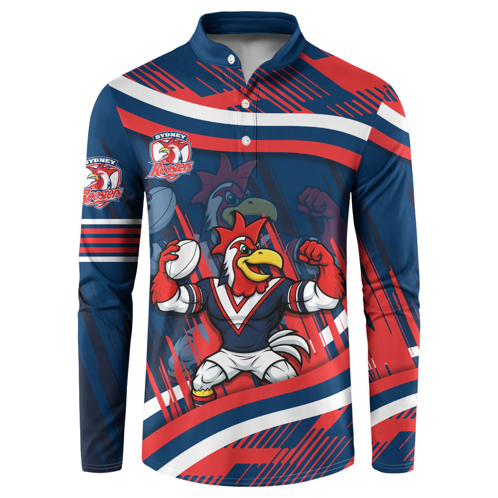 Roosters Rugby Mascot Button Sweatshirt Fierce Athlete Graphic in Sports Style