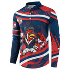 Roosters Rugby Mascot Button Sweatshirt Fierce Athlete Graphic in Sports Style