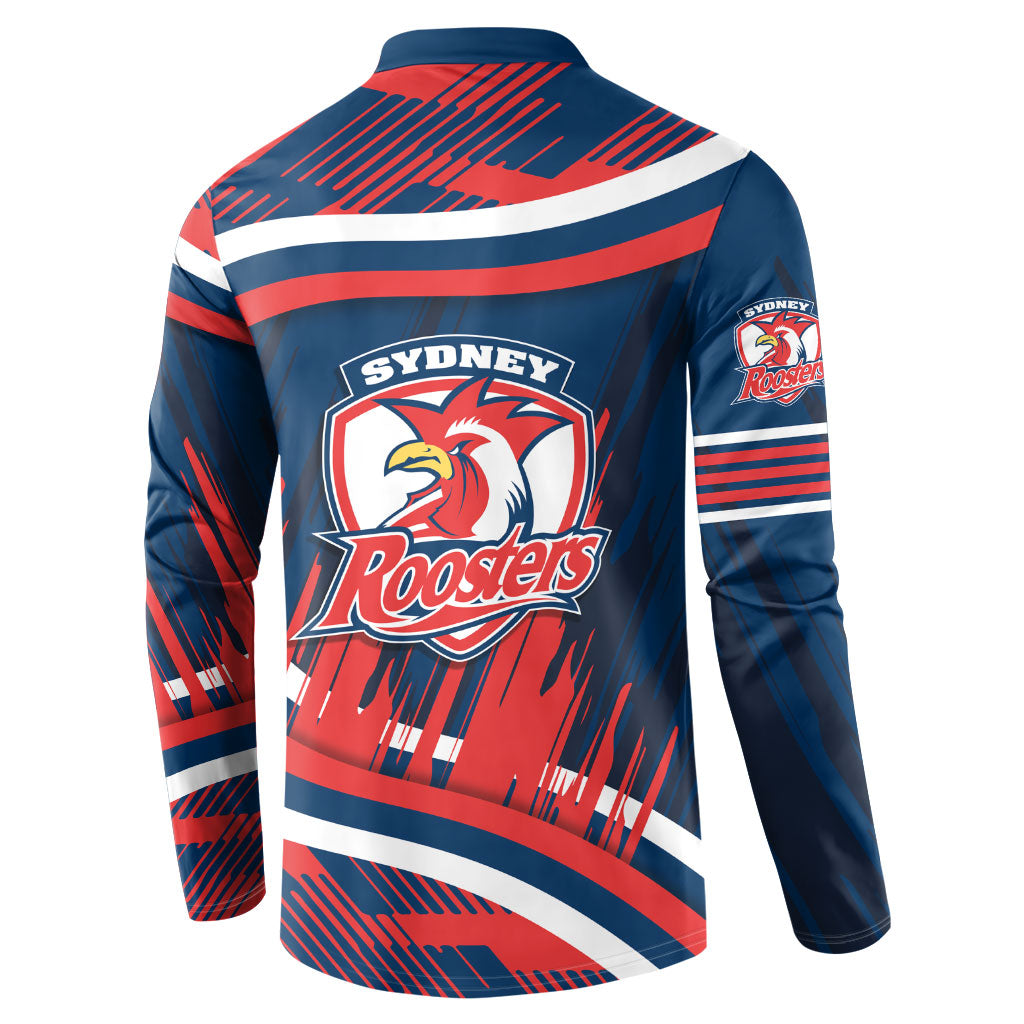 Roosters Rugby Mascot Button Sweatshirt Fierce Athlete Graphic in Sports Style