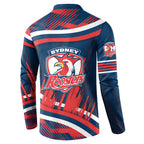 Roosters Rugby Mascot Button Sweatshirt Fierce Athlete Graphic in Sports Style