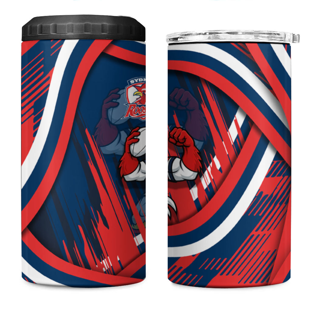 Roosters Rugby Mascot 4 in 1 Can Cooler Tumbler Fierce Athlete Graphic in Sports Style