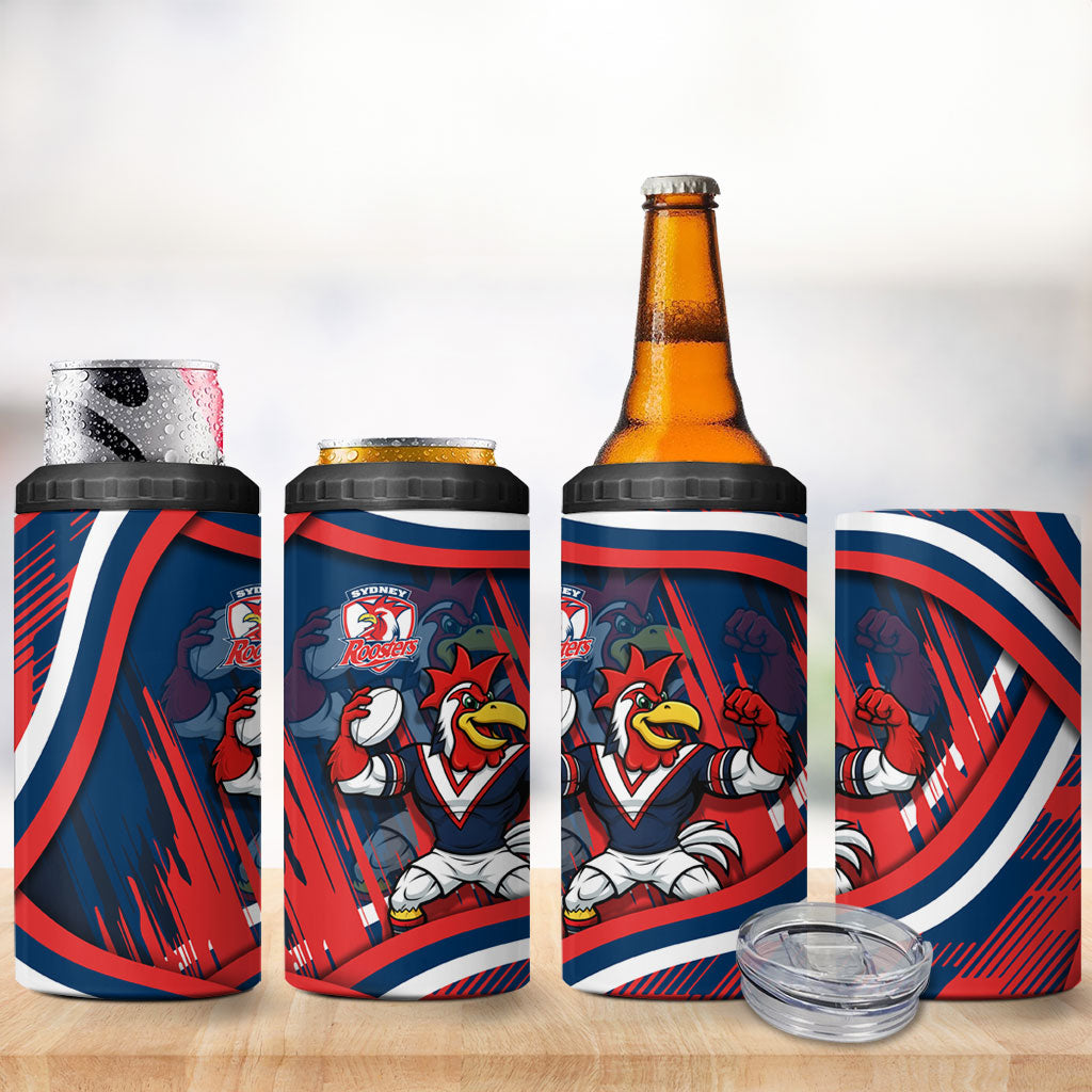 Roosters Rugby Mascot 4 in 1 Can Cooler Tumbler Fierce Athlete Graphic in Sports Style