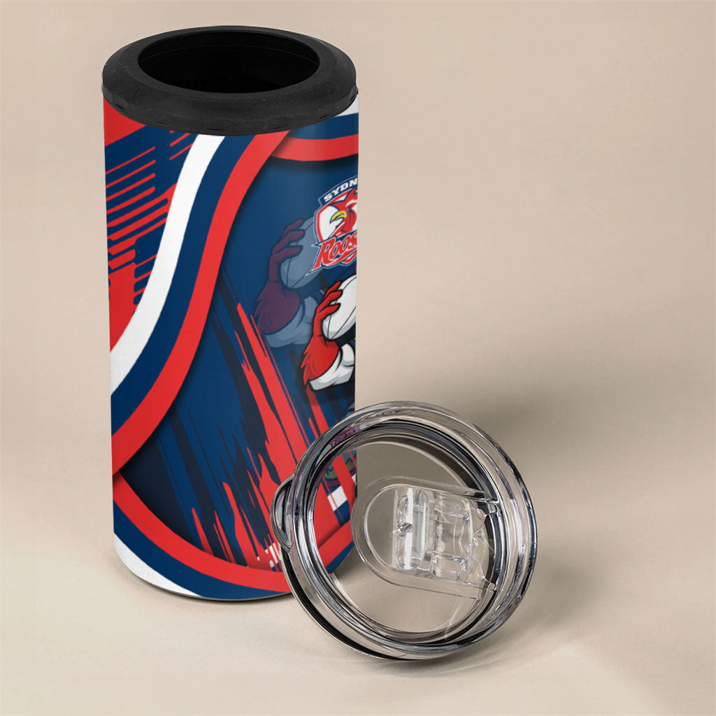 Roosters Rugby Mascot 4 in 1 Can Cooler Tumbler Fierce Athlete Graphic in Sports Style