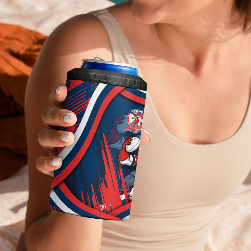 Roosters Rugby Mascot 4 in 1 Can Cooler Tumbler Fierce Athlete Graphic in Sports Style