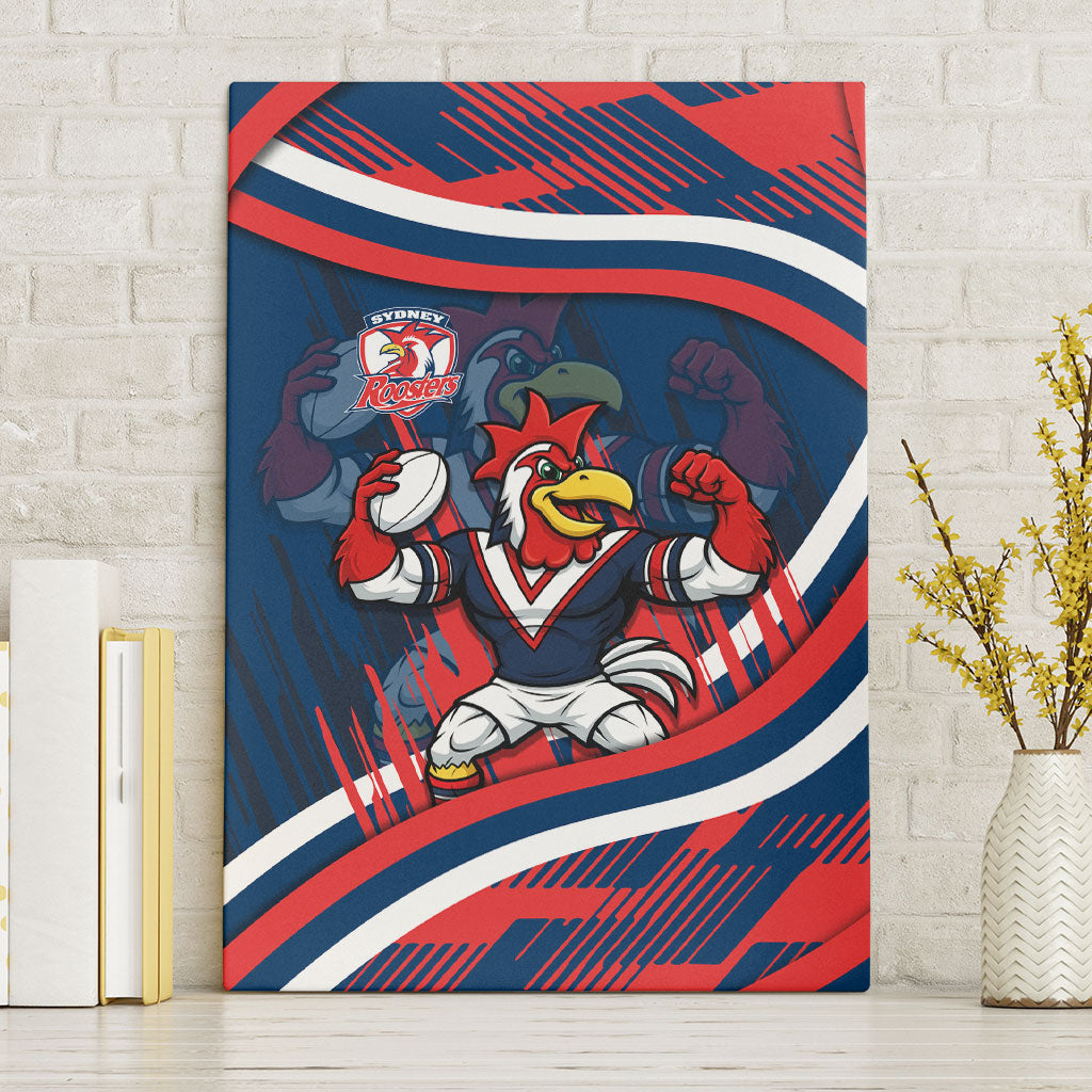 Roosters Rugby Mascot Canvas Wall Art Fierce Athlete Graphic in Sports Style