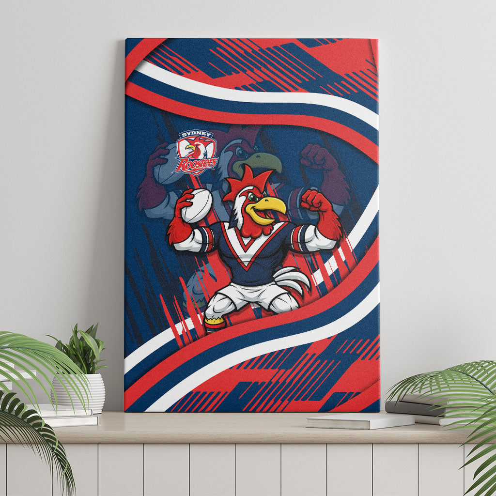 Roosters Rugby Mascot Canvas Wall Art Fierce Athlete Graphic in Sports Style