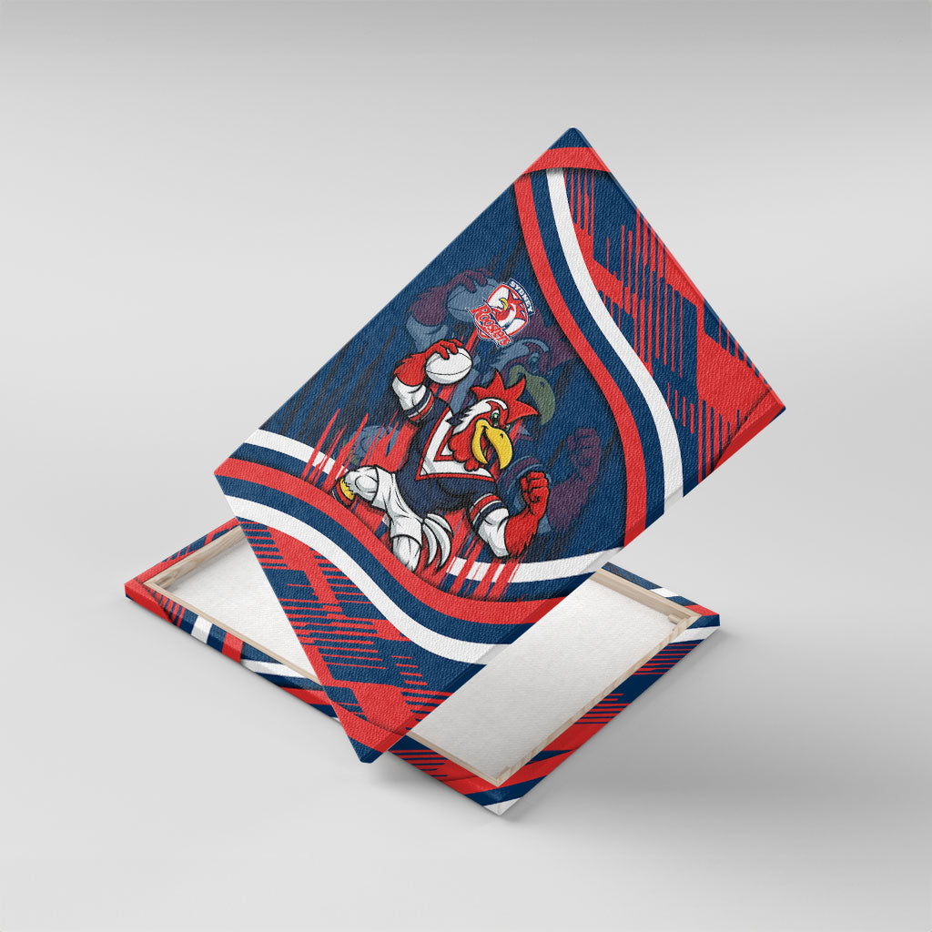 Roosters Rugby Mascot Canvas Wall Art Fierce Athlete Graphic in Sports Style