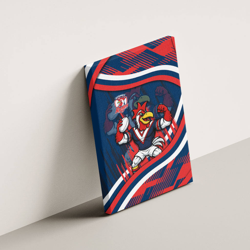 Roosters Rugby Mascot Canvas Wall Art Fierce Athlete Graphic in Sports Style
