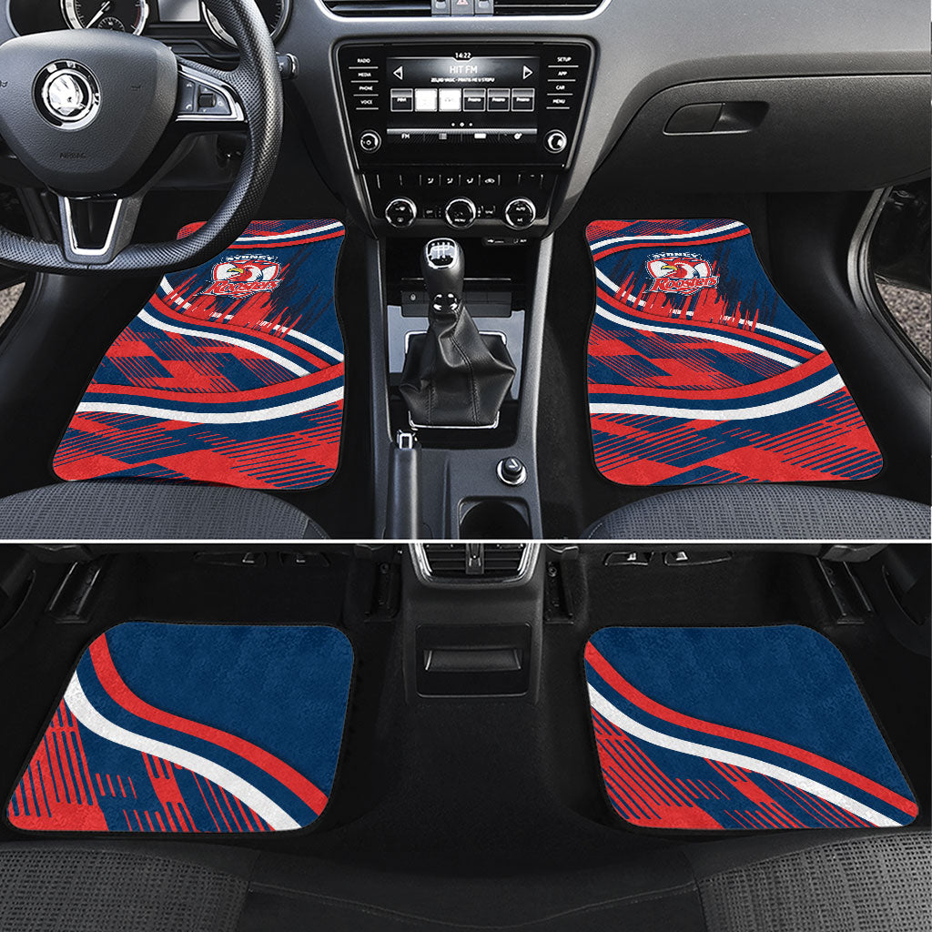 Roosters Rugby Mascot Car Mats Fierce Athlete Graphic in Sports Style