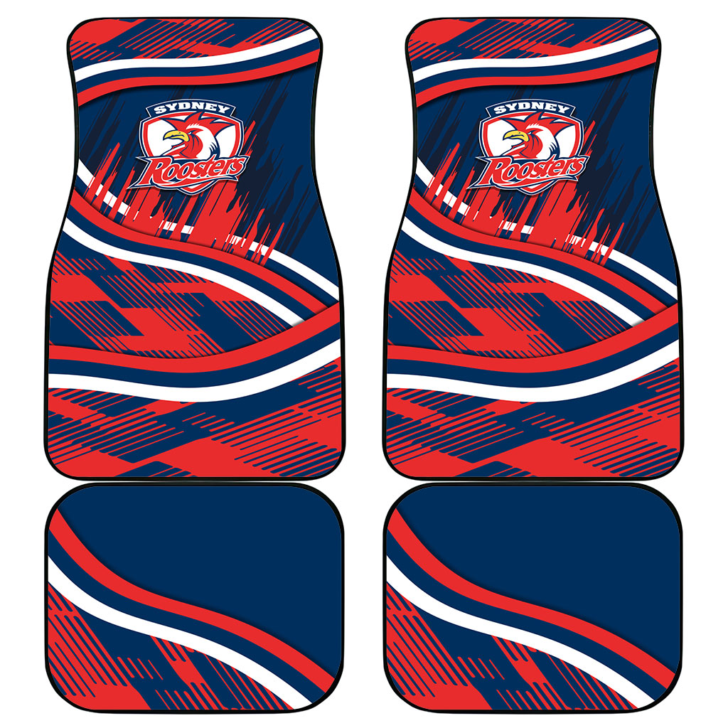 Roosters Rugby Mascot Car Mats Fierce Athlete Graphic in Sports Style