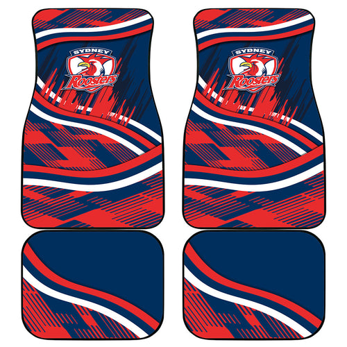 Roosters Rugby Mascot Car Mats Fierce Athlete Graphic in Sports Style