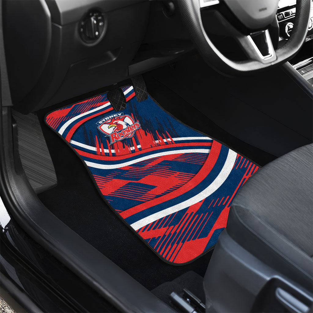 Roosters Rugby Mascot Car Mats Fierce Athlete Graphic in Sports Style