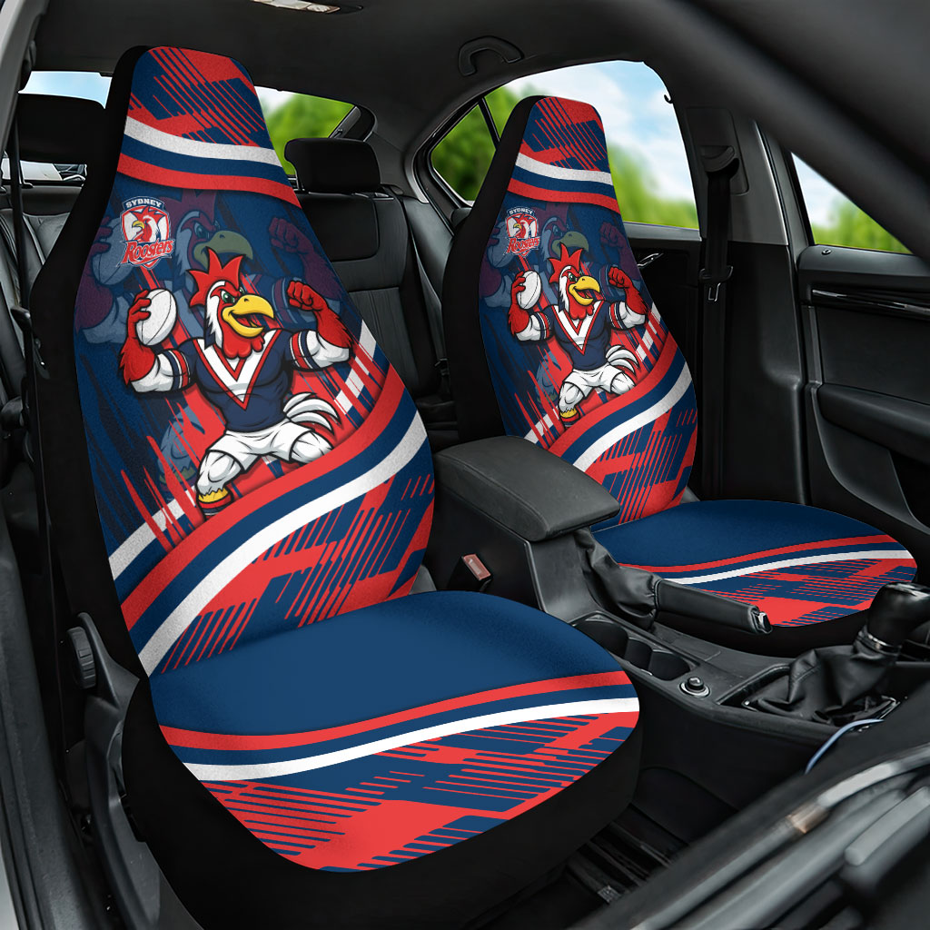 Roosters Rugby Mascot Car Seat Cover Fierce Athlete Graphic in Sports Style