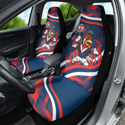 Roosters Rugby Mascot Car Seat Cover Fierce Athlete Graphic in Sports Style