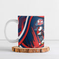 Roosters Rugby Mascot Ceramic Mug Fierce Athlete Graphic in Sports Style