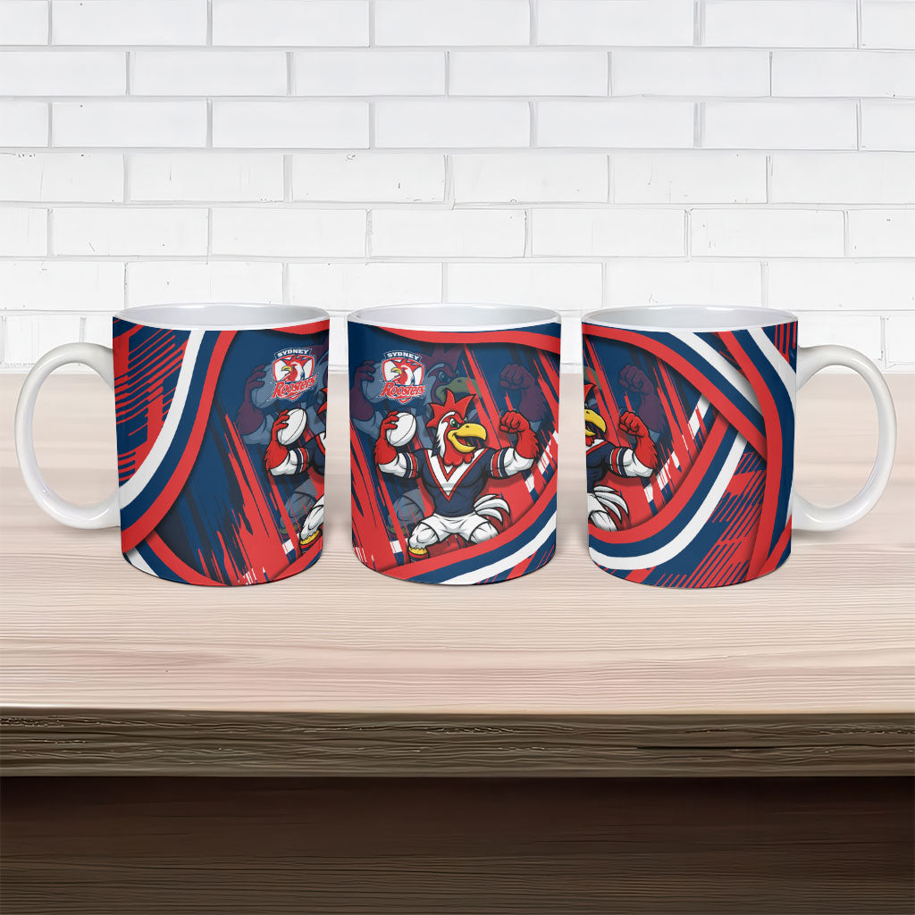 Roosters Rugby Mascot Ceramic Mug Fierce Athlete Graphic in Sports Style