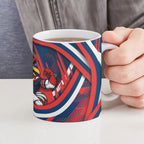 Roosters Rugby Mascot Ceramic Mug Fierce Athlete Graphic in Sports Style