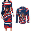 Roosters Rugby Mascot Couples Matching Long Sleeve Bodycon Dress and Long Sleeve Button Shirt Fierce Athlete Graphic in Sports Style