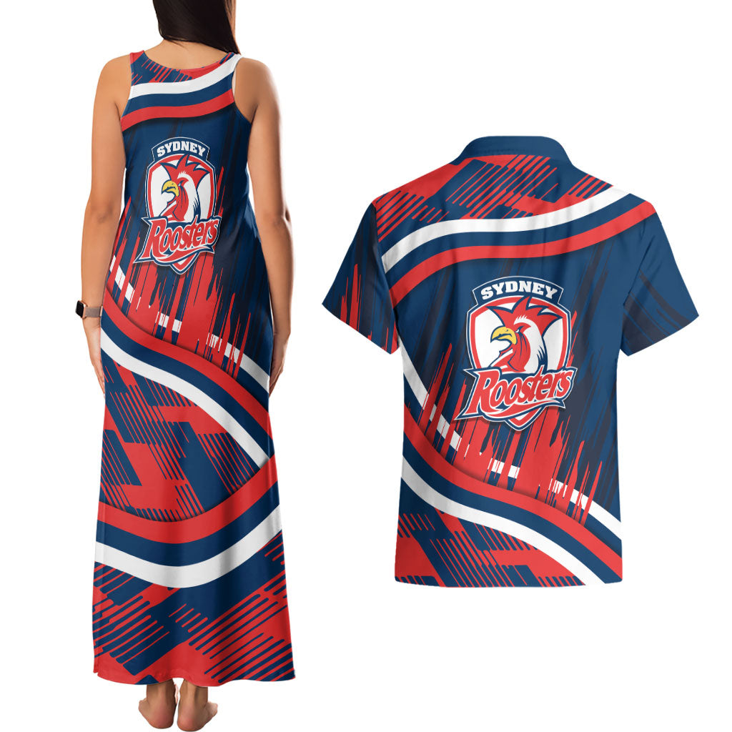 Roosters Rugby Mascot Couples Matching Tank Maxi Dress and Hawaiian Shirt Fierce Athlete Graphic in Sports Style