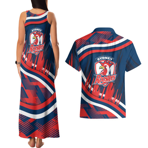 Roosters Rugby Mascot Couples Matching Tank Maxi Dress and Hawaiian Shirt Fierce Athlete Graphic in Sports Style