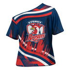 Roosters Rugby Mascot Cross Shoulder Shirt Fierce Athlete Graphic in Sports Style