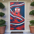Roosters Rugby Mascot Door Cover Fierce Athlete Graphic in Sports Style