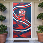 Roosters Rugby Mascot Door Cover Fierce Athlete Graphic in Sports Style