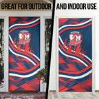 Roosters Rugby Mascot Door Cover Fierce Athlete Graphic in Sports Style