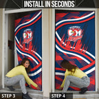 Roosters Rugby Mascot Door Cover Fierce Athlete Graphic in Sports Style