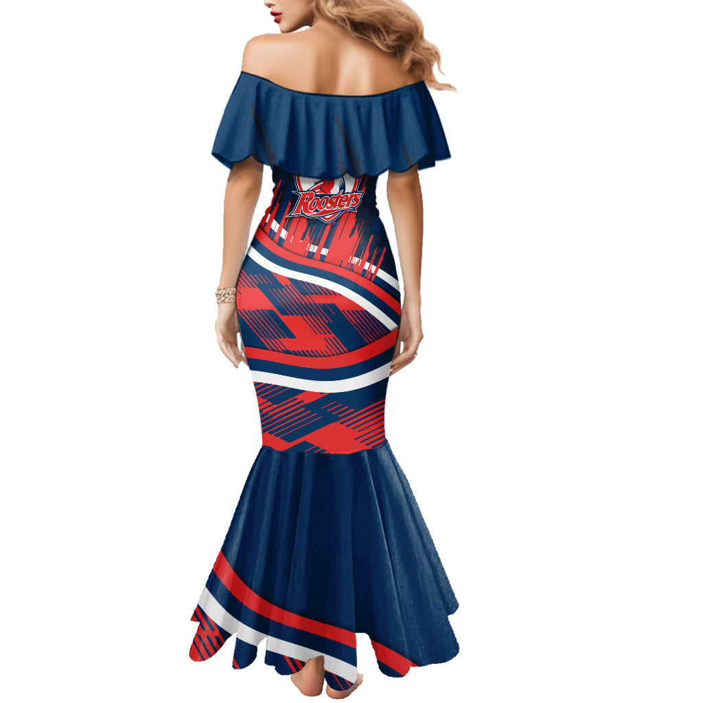 Roosters Rugby Mascot Family Matching Mermaid Dress and Hawaiian Shirt Fierce Athlete Graphic in Sports Style