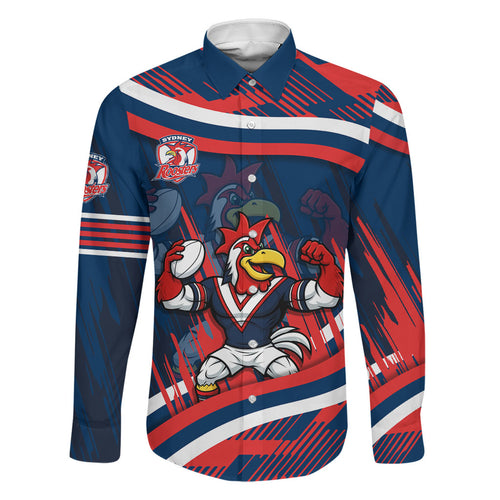 Roosters Rugby Mascot Family Matching Off Shoulder Short Dress and Hawaiian Shirt Fierce Athlete Graphic in Sports Style