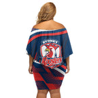 Roosters Rugby Mascot Family Matching Off Shoulder Short Dress and Hawaiian Shirt Fierce Athlete Graphic in Sports Style